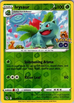 Ivysaur Uncommon Reverse Holo Pokemon GO 002/078 NM - Pokemon TCG - Image 1