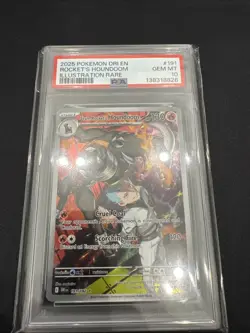 2025 POKEMON DESTINED RIVALS ILLUSTRATION RARE TEAM ROCKET'S HOUNDOOM 191 PSA 10 - Image 1