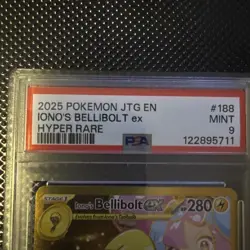 2025 POKEMON JTG EN-JOURNEY TOGETHER HYPER RARE #188 IONO'S BELLIBOLT EX PSA 9 - Image 5