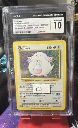 CGC 10 GEM MINT Pokemon Chansey 015/034 CLV TCG Classic Venusaur Deck Holo 2023 - Image 1