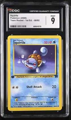 CGC 9 MINT Squirtle 2000 Team Rocket 1st Edition 68/82 Pokemon Card - Image 1