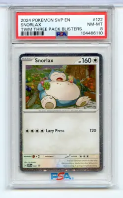 Pokemon TCG Snorlax SVP 122 Cosmos Holo Swirl Twilight Masquerade Promo PSA 8 - Image 1