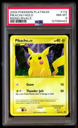 PSA 8 Pikachu Holo 112/111 Rising Rivals Secret Rare LV. 12 Pokemon - Image 1