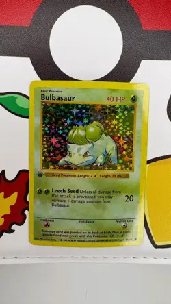 Bulbasaur 1st Edition Shadowless Holo - English Pokemon Base Set 1999 - Artcard - Image 1