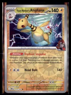 Pokemon Team Rocket's Ampharos 74/182 Destined Rivals Reverse Holo 4 Card Lot - Image 1