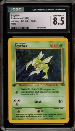 Pokemon Scyther Jungle 1st Edition Holo Rare #10 CGC 8.5 - Image 1