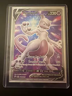 Pokemon Mewtwo V SWSH229 Black Star Promo Pokemon GO Full Art Holo NM - Image 1