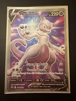 Pokemon Mewtwo V SWSH229 Black Star Promo Pokemon GO Full Art Holo NM - Image 2