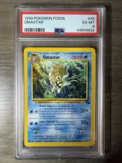 1999 Pokemon Fossil Omastar unlimited PSA 6 EX-MT - Image 1