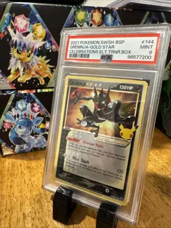 EN Pokemon 2021 Celebrations ETB Black Star Promo Greninja SWSH144 PSA 9 - Image 1