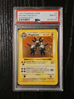 1999 Pokemon Base Set Shadowless Magneton Holo 9/102 PSA 8 NN-MT - Image 1
