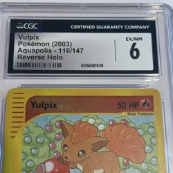 Vulpix 2003 Pokemon Aquapolis Reverse Holo CGC 6 NM 116/147 LOW POP ESeries WOTC - Image 2