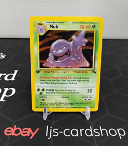 Muk Fossil 13/62 Holo Rare 1st Edition LP Pokemon Card T1 - Image 1