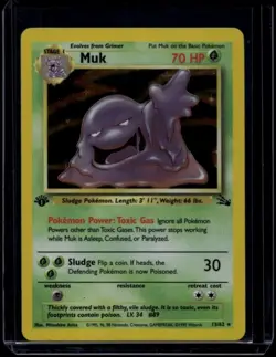 Pokemon TCG Muk 13/62 Fossil 1st Edition Holo Rare LP - Image 1