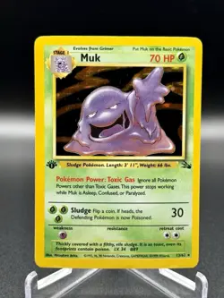 Pokemon TCG Muk 13/62 Fossil Holo Rare 1st Edition Lightly Played Free Shipping - Image 1