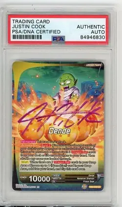 PSA Signed Justin Cook Dragon Ball Super Card Game Dende TB3-049 cracked slab - Image 1