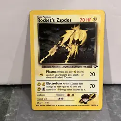 Rocket's Zapdos 15/132 Gym Challenge Holo Pokemon Card Played Vintage - Image 2
