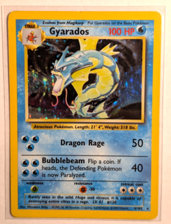 1999 wotc Gyarados 6/102 Base Set Holo Rare Pokemon Card - Image 1