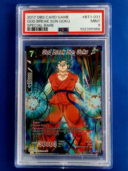 PSA 9 God Break Son Goku BT1-031 SPR Galatic Battle Dragon Ball Super Card Game - Image 1
