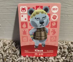 Animal Crossing Amiibo Card Series 3 Klaus #257 LP - Image 1