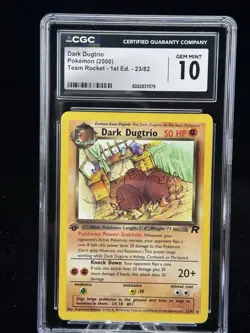 Dark Dugtrio #23 Non-Holo 1st Edition Team Rocket 2000 Pokemon CGC 10 🪨 - Image 1