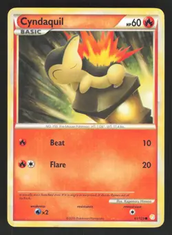 Cyndaquil 61/123 Pokemon TCG HeartGold SoulSilver MP - Image 1