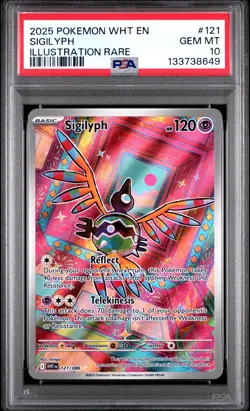 2025 POKEMON WHT EN-WHITE FLARE ILLUSTRATION RARE #121 SIGILYPH PSA 10 - Image 1