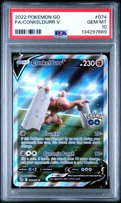 2022 POKEMON GO #074 FULL ART/CONKELDURR V PSA 10 - Image 1