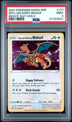 2021 POKEMON SWSH BLACK STAR PROMO BIDOOF DAY SPECIAL DELIVERY BIDOOF-HOLO PSA 9 - Image 1
