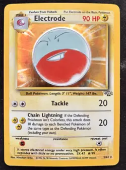 Pokemon TCG: 1999 Jungle Unlimited Electrode 2/64 Holo Rare MP - Image 1