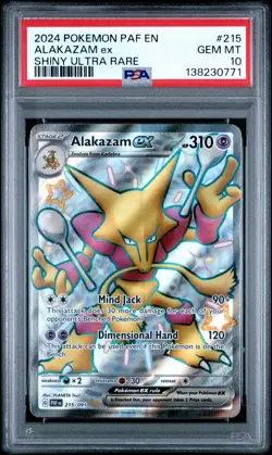 ALAKAZAM EX #215 PSA 10 • 2024 Pokemon Paldean Fates - Shiny Ultra Rare - Image 1