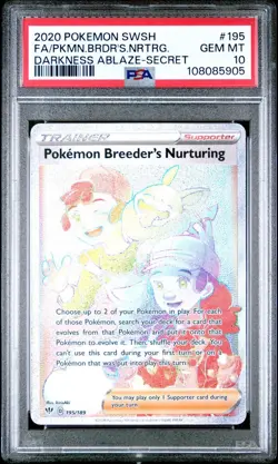 Pokemon Darkness Ablaze #195 Full Art Pokemon Breeders Nurturing PSA 10 GEM MINT - Image 1