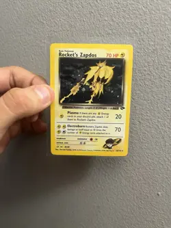 Rocket's Zapdos 15/132 Gym Challenge Holo Wotc Pokemon Card Played Vintage - Image 1