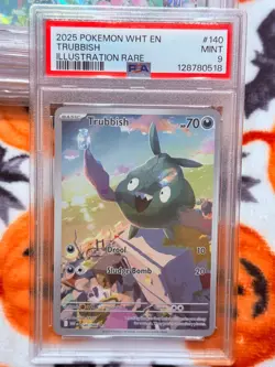 2025 POKEMON WHT EN-WHITE FLARE ILLUSTRATION RARE 140 - TRUBBISH 140/086 - PSA 9 - Image 3