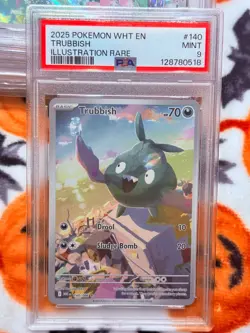 2025 POKEMON WHT EN-WHITE FLARE ILLUSTRATION RARE 140 - TRUBBISH 140/086 - PSA 9 - Image 4