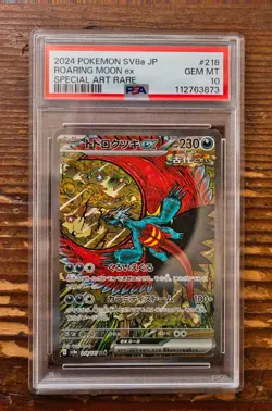 PSA 10 Roaring Moon ex SAR 218/187 sv8a Terastal Festival Japanese Pokemon Card - Image 1