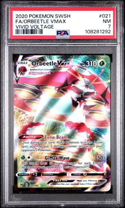 2020 Pokemon Vivid Voltage # 021 Full Art Orbeetle VMAX PSA 7 Card NM Free Ship! - Image 1
