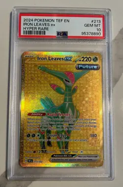 Pokemon 2024 Temporal Forces Iron Leaves EX Hyper Rare Card 213/162 PSA 10 - Image 1