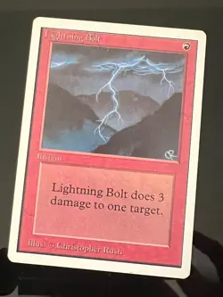 Magic the Gathering MTG Unlimited Lightning Bolt NM- (Beta Bob) - Image 1