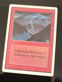 Magic the Gathering MTG Unlimited Lightning Bolt LP- (Beta Bob) - Image 1