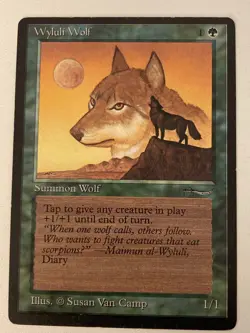 Magic the Gathering MTG Arabian Nights Wyluli Wolf Dark MP (Beta Bob) - Image 1