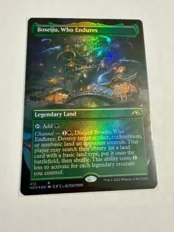 MTG Borderless Foil Boseiju, Who Endures Kamigawa: Neon Dynasty LP - Image 1