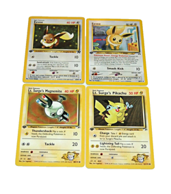 Lot of 4 1st Edition Pokemon Gym Heroes & Team Rocket Pikachu, Magnemite, Eevee - Image 3