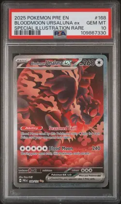 2025 POKEMON PRE EN-PRISMATIC EVOLUTIONS #168 BLOODMOON URSALUNA EX PSA 10 - Image 1