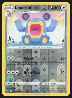 SWSH04: Vivid Voltage Loudred #136/185 Reverse Holo Pokemon Card - Image 1