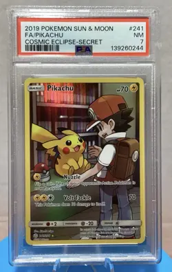 2019 Pikachu 241/236 Cosmic Eclipse Holo Secret Rare PSA 7 Pokemon TCG - Image 1
