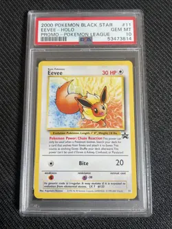 Pokemon PSA 10 EEVEE 11 Promo BLACK STAR 2000 ENG ENGLISH - NON HOLO ERROR LABEL - Image 1