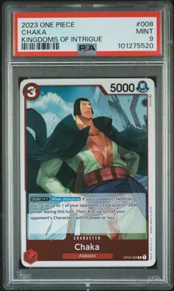2023 One Piece Kingdoms of Intrigue Chaka RARE Extended Art PSA 9 MINT #008 - Image 1
