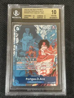 One Piece BGS 10 PORTGAS.D.ACE OP07-053 - ENG ENGLISH WINNER - Image 1