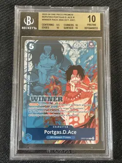 One Piece BGS 10 PORTGAS.D.ACE OP07-053 - ENG ENGLISH WINNER - Image 1